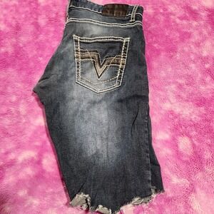 Encrypted Jeans Men's‎ 32 Low Rise Slim Fit Cutoff Denim Shorts Blue